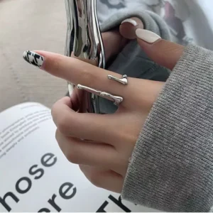 Punk Irregular Liquid Lava Metal Open Rings For Women Men Fashion Silver Color Geometric Finger Ring Party Jewelry Birthday Gift