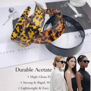 3.8cm Wide Tortoiseshell Leopard Print Headband Personalized Retro Acetate Headband Multifunctional Headband Hair Accessories